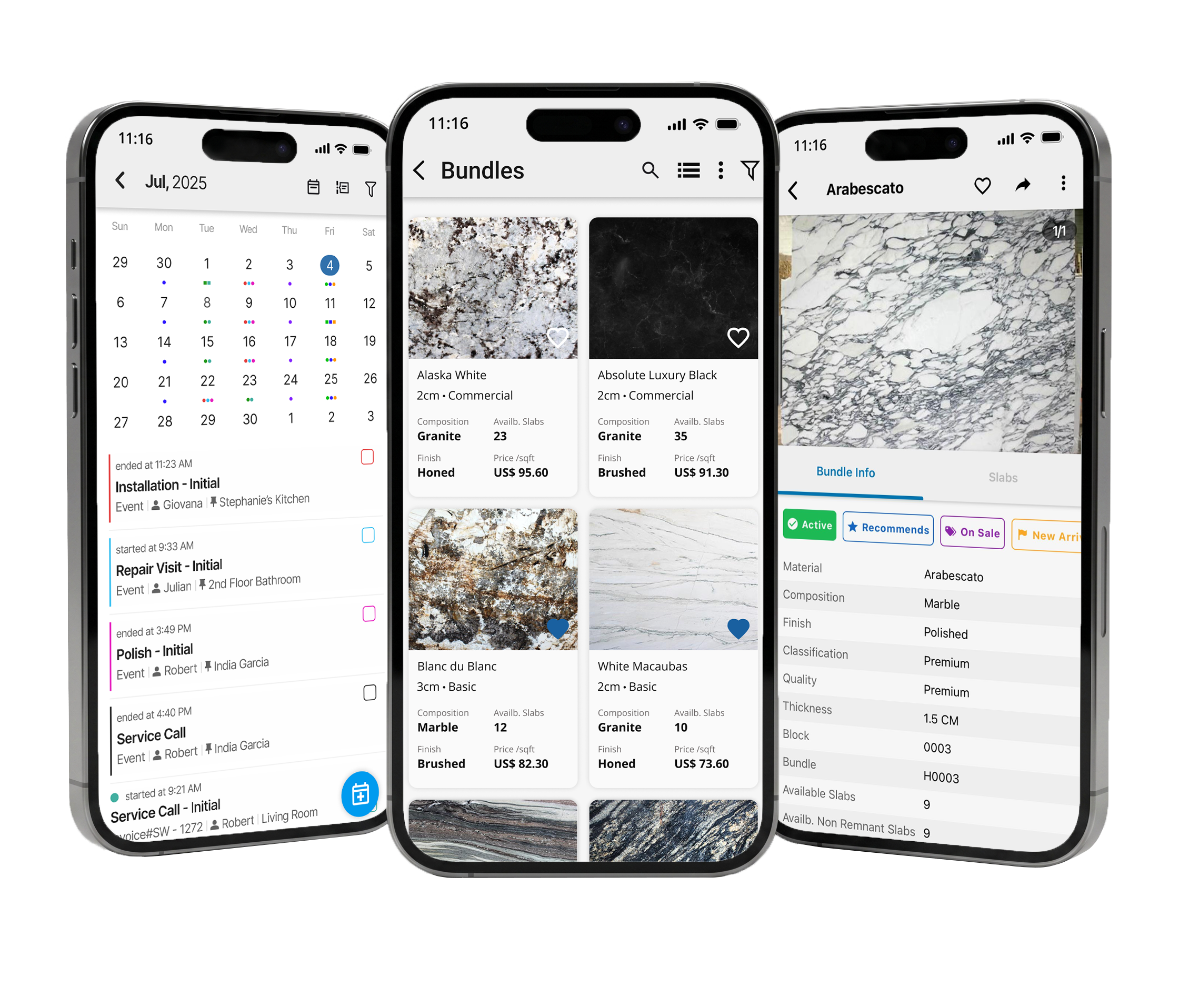 SlabWare app mockups